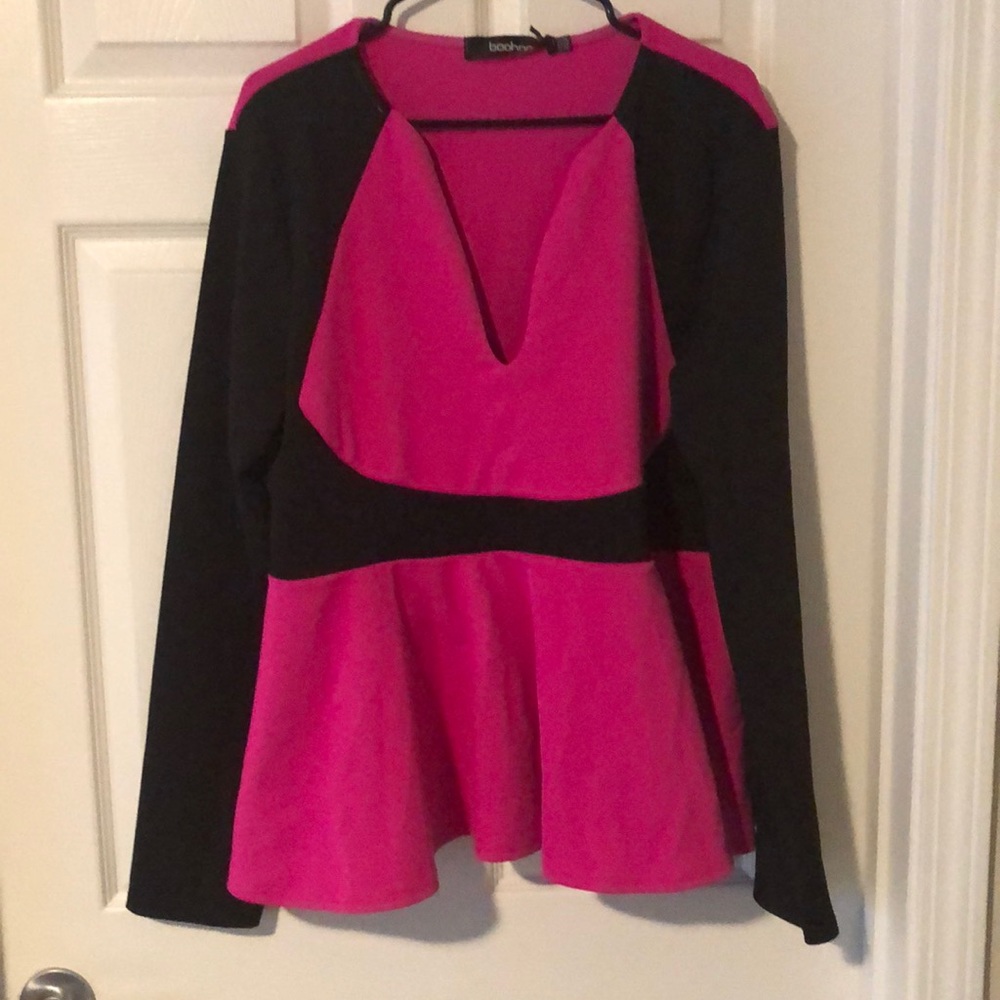 Contrast panel peplum Top